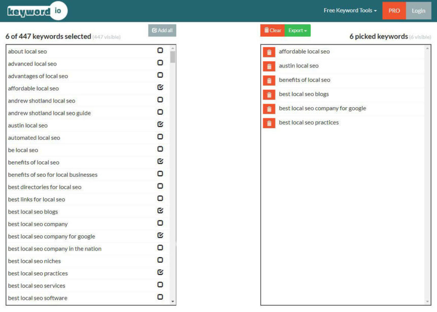 Keywordio Screenshot