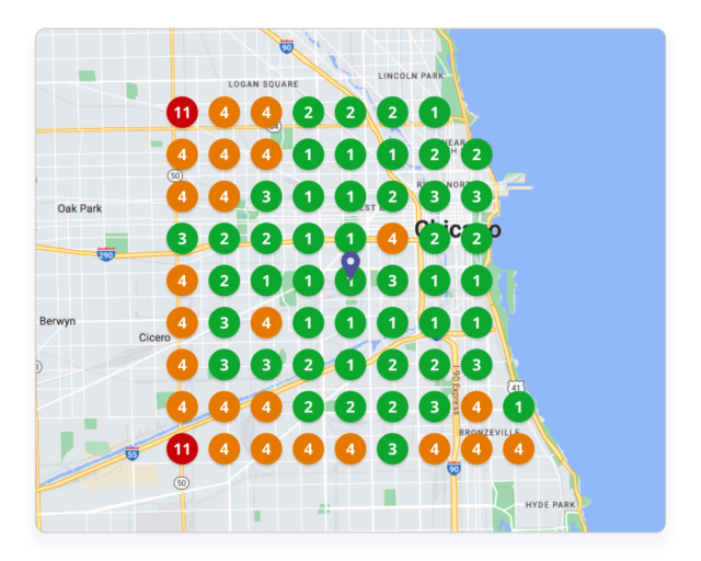 Local Search Grid In brightLocal 