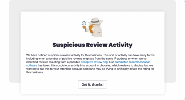 Yelp Suspicious Review Activity