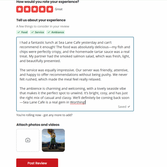 Yelp Business Reviews Review Topics Sea Lane