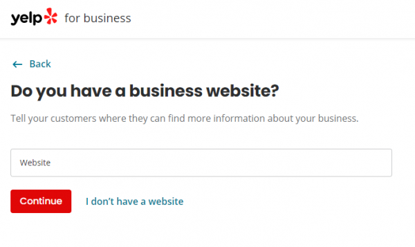 Yelp Business Website